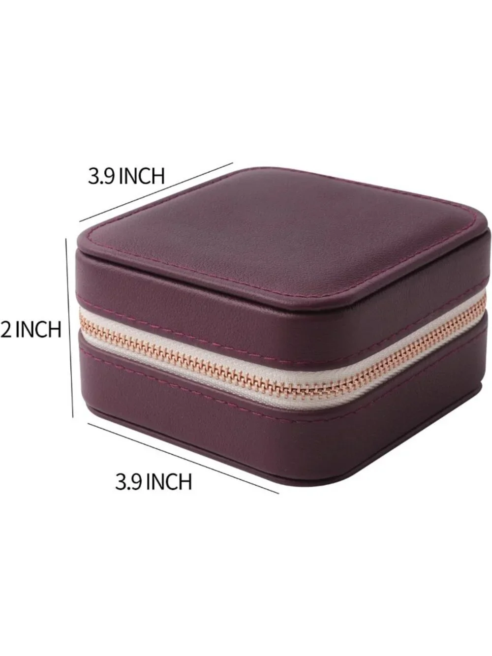 Stylish Mini Leather Jewelry Organizer Case with Mirror for Travel - Burgundy